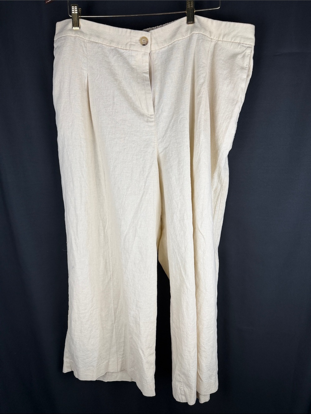 NWT J.Crew Re-Imagined Linen Blend Wide Leg Crop Pants Cream Size 20 - Picture 2 of 11